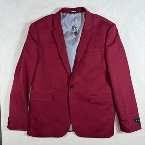 NWT Express Men's Burgundy Blazer Size 42S Extra Slim Cotton Blend Sports Coat